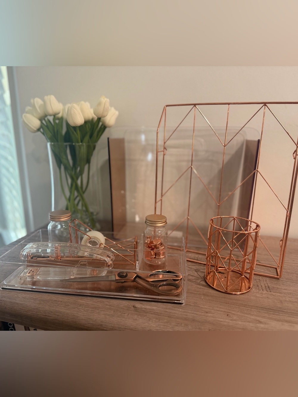 Threshold Clear Acrylic and Rose Gold Office Set